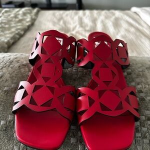 Chic Red Cutout Sandals